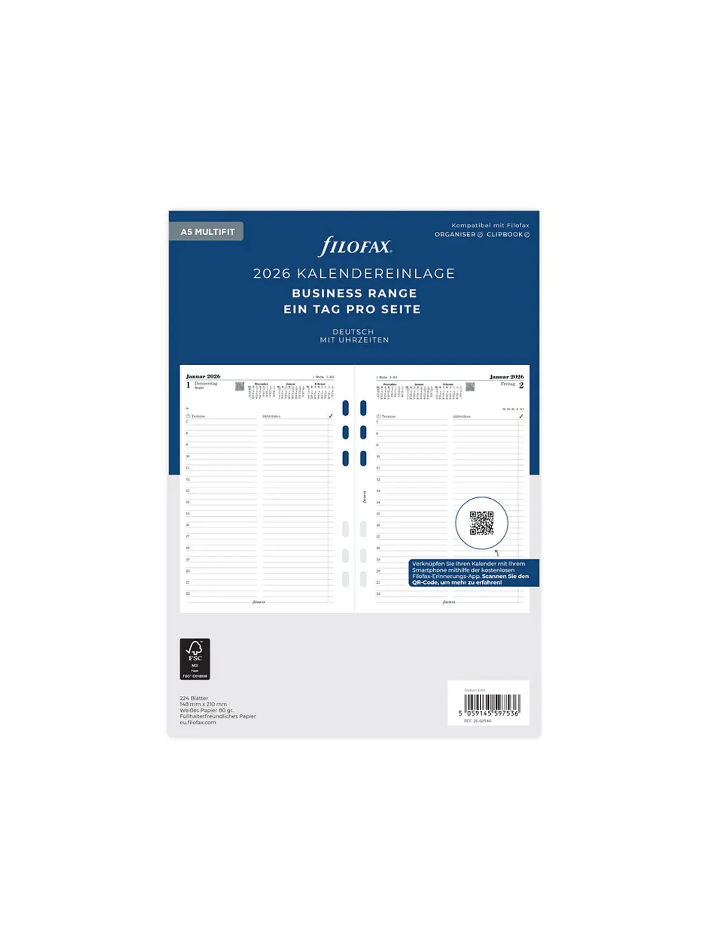FILOFAX | Kalendereinlage Tag deutsch A5 Multifit 2026 | 